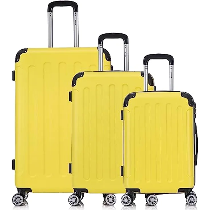 Flexot® F-2045 Koffer, Hartschale, Zwillingsrollen, 3tlg. Set, Hell-Gelb