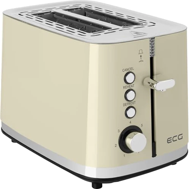 ECG ST 2766 Vintage Vanilla Toaster, Originales Vanille-Edelstahldesign, 7 Stufen Heizintensität – Bild 1