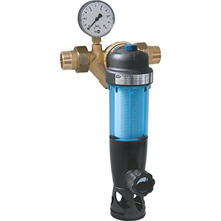 SYR Rückspülfilter Duo DFR mit Druckminderer DN 25, regulierbarer Ausgangsdruck 1,5-6 bar, schallschutzgeprüft