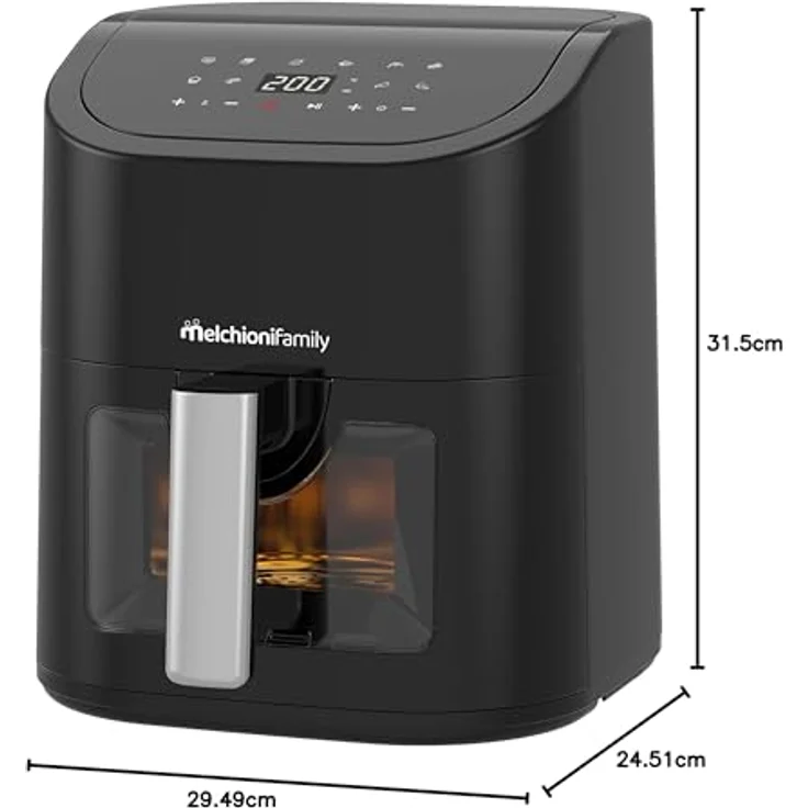 Melchioni Family | Heißluftfritteuse MARIANNA, 5,2 Liter Kapazität, Air Fryer ohne Öl mit 9 Programmen, 50-200°C, Schwarz – Bild 3