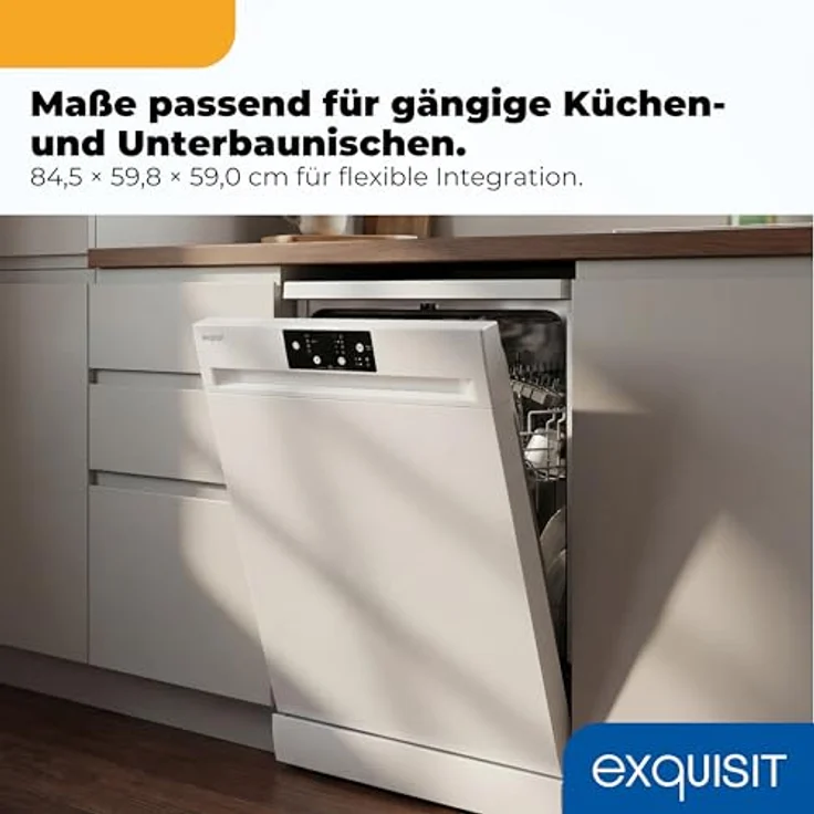 Exquisit GSP9114-450D, Geschirrspüler mit 14 Maßgedecken, 4 Programmen und Startzeitvorwahl, weiß – Bild 4