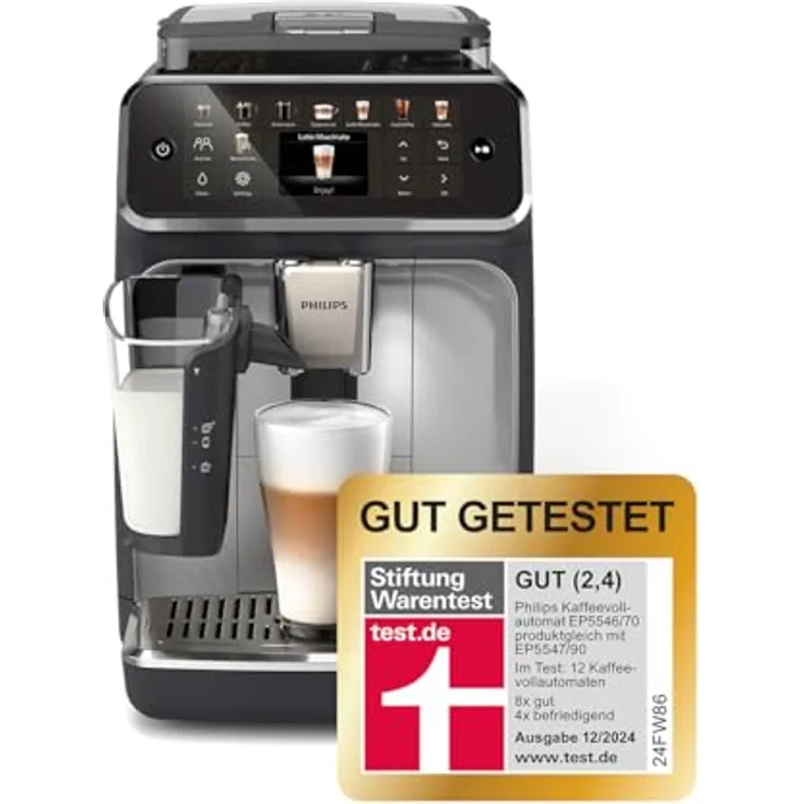 Philips Serie 5500 Kaffeevollautomat EP5546/70, inkl. Latte Go, SilentBrew-Technologie, 20 Heiß- und Eisgetränke, Schnellstart