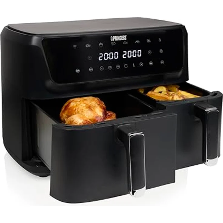 Princess 182470 Doppel 11 L Unabhängige 2700 W Heißluftfritteuse Schwarz, 2-in-1 Kocher für gesunde Mahlzeiten ohne Öl – Bild 5