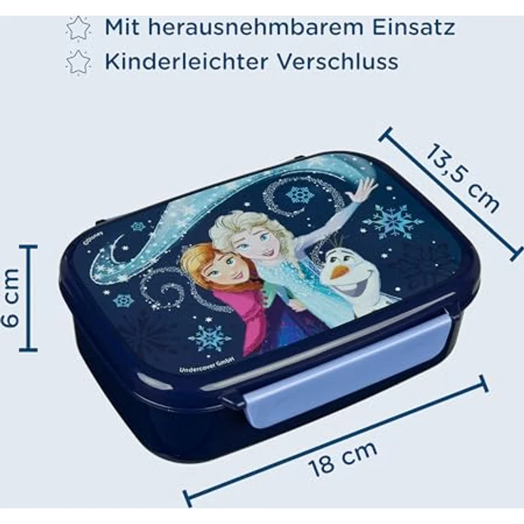 Disney Frozen Lunchbox Lunchset, 2-tlg. Set mit auslaufsicherer Lunchbox und Trinkflasche für Schule und Kindergarten – Bild 3