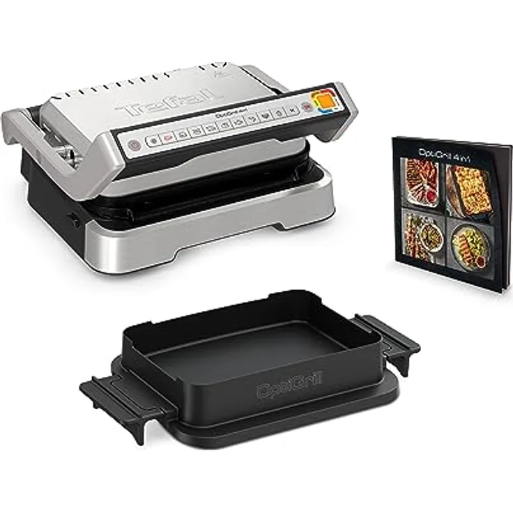 Tefal OptiGrill 4in1 GC774D Kontaktgrill | intelligentes Grillen | 9 automatische Programme | Barbecue/Backofen/komplette Mahlzeiten | gesünderes Grillen | einfache Reinigung | Edelstahl