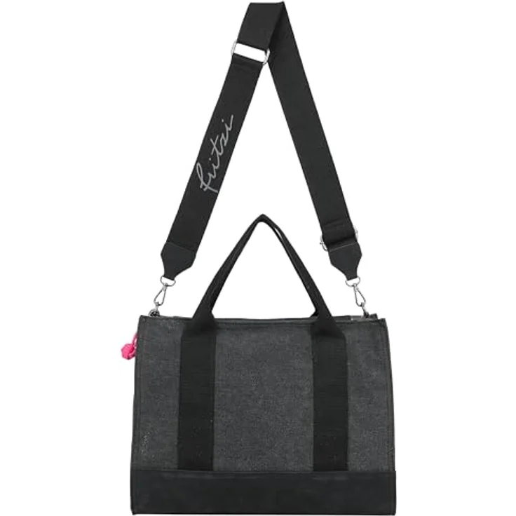 Fritzi aus Preußen Tote Bag Limited, Shopper Tasche aus robustem Nylon mit abnehmbarem Umhängeriemen, schwarz – Bild 2
