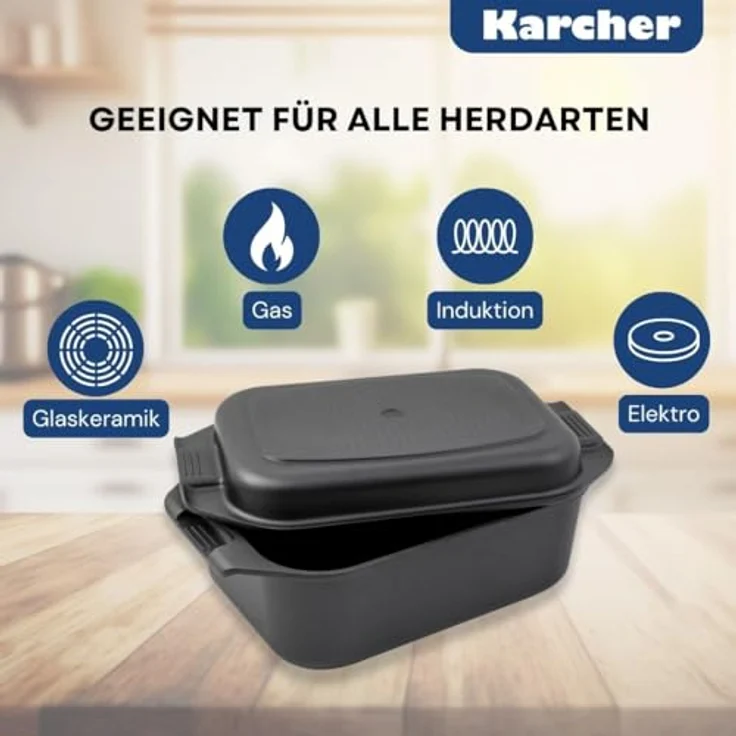  Karcher Bräter 2in1 (Aluguss, 8,7 Liter, Induktion, inkl. Deckel und Topfhandschuhen) schwarz  – Bild 5