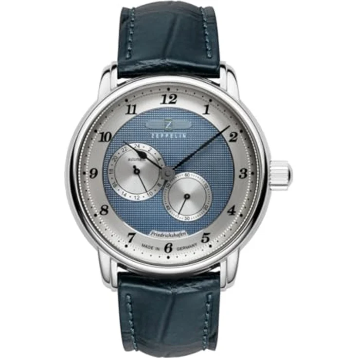 Zeppelin Herrenuhr Automatik Friedrichshafen Blau 8568-3, Edelstahlgehäuse, blaues Zifferblatt, Lederarmband – Bild 2