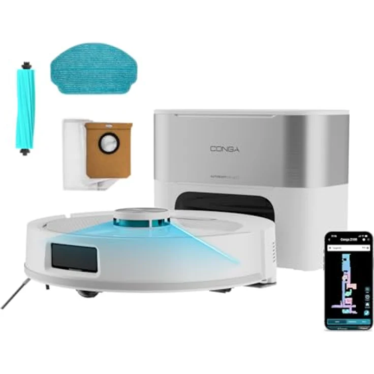 Cecotec Conga Y80 Pearl, Saugroboter mit 3-Liter-Selbstentleerungsstation, 2500 Pa Saugkraft, Lasernavigation, 240 Minuten Laufzeit im Eco-Modus – Bild 1