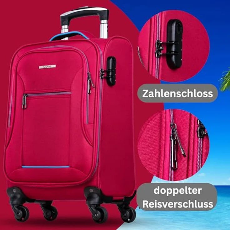 Nowi, Koffer, Sevilla 4 Rollen Kabinentrolley 55 cm, (30 l, S), Stylischer Kabinentrolley mit Kreuzpackgurt, Reißverschlussfach, Tragegriff und 4 Rollen, in stilvollem Design – Bild 7