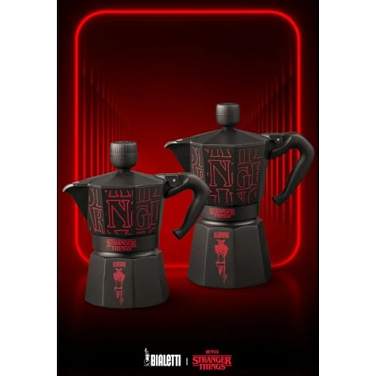 Bialetti Espressokanne Stranger Things, 3 Tassen, Edelstahl, Schwarz / Rot mit Easy-Clean Sicherheitsventil – Bild 6