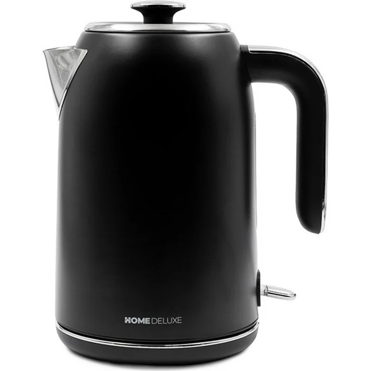 HOME DELUXE Wasserkocher NOBLE - Matt Schwarz, 1.5 l, 2200 W, Edelstahl Gehäuse, integrierter Hitzeschutz & Retro Optik – Bild 1