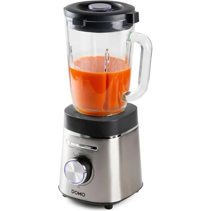 DOMO DO740BL Standmixer mit 1,75 L Glasbehälter, Edelstahl, 3 Modi (Smoothie, Autoclean, Crush), 4 Leistungsstufen, 1400 W, Silber/Schwarz – Bild 2