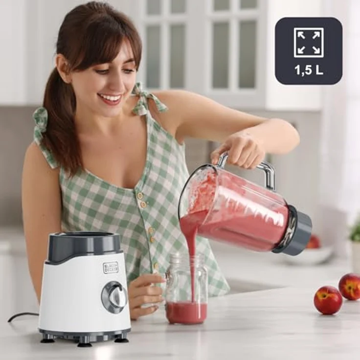 Samsonite BLACK+DECKER Jar Blender 1000W, Standmixer, Weiß mit leistungsstarkem Motor und elegantem Design – Bild 5