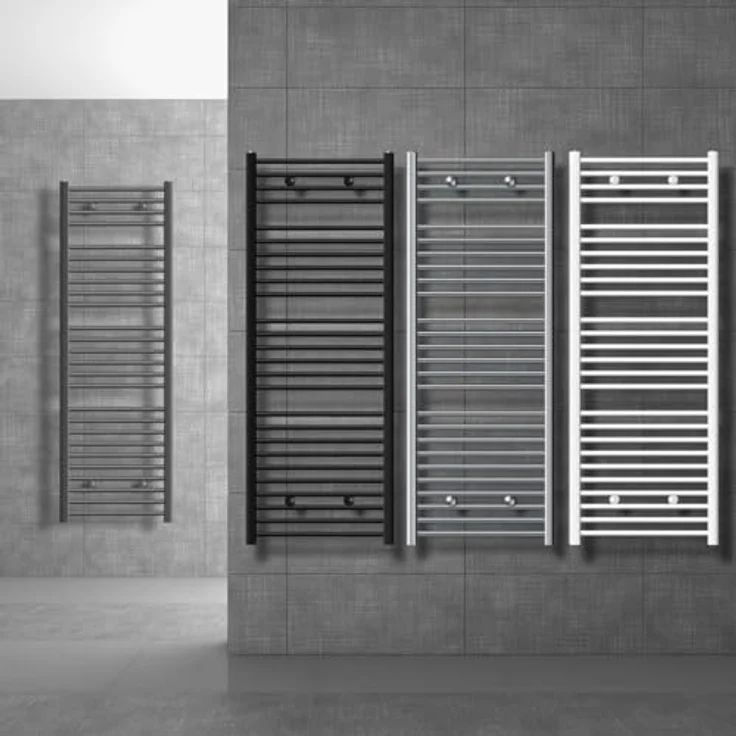 LuxeBath Badheizkörper Sahara 300x800 mm, Design Heizkörper in Schwarz matt, Handtuchwärmer mit Seitenanschluss, Badezimmer Heizung, langlebig und einfach zu montieren – Bild 1