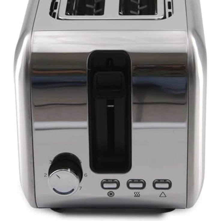LITTLE BALANCE 8697 Dual Edelstahl Toaster, 2 lange Schlitze für 4 Brotscheiben, 1450 W, Krümelschublade, variable Breite, 7 Bräunungsstufen, elegantes Design – Bild 3