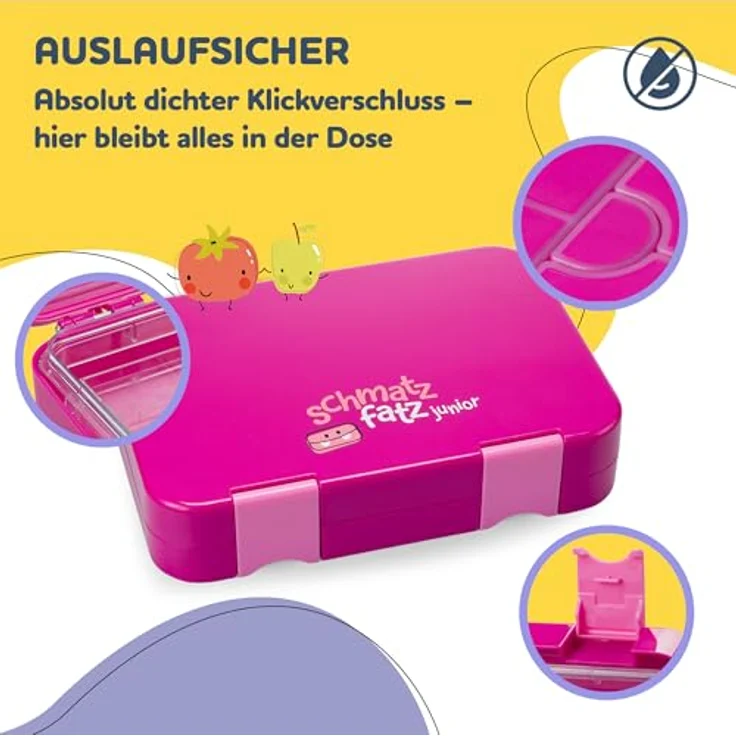 schmatzfatz Junior Brotdose mit Fächern, BPA-frei, auslaufsichere Lunchbox in Lila für Schule & Kindergarten – Bild 4