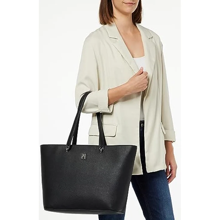 Tommy Hilfiger Shopper TH EMBLEM TOTE, BDS Black, mit TH-Emblem vorne - Preisvergleich – Bild 3