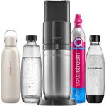 SodaStream DUO Titan Wassersprudler, Trinkwassersprudler mit 1x Quick Connect CO2-Zylinder und 3 Flaschen (1 L, 1 L, 0,9 L), kabellose Bedienung