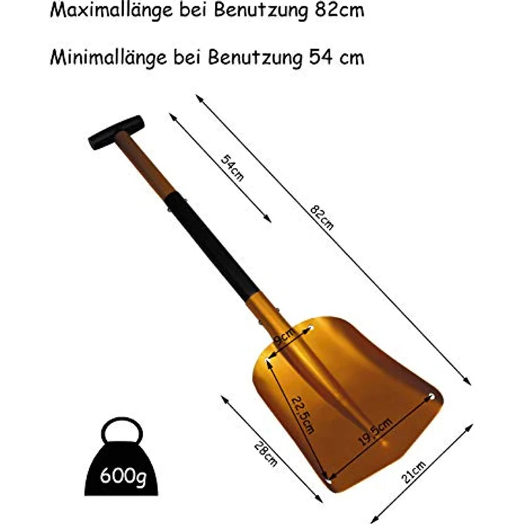 MFH Lawinenschaufel Aluminium 3 teilig ausziehbarer Stiel nur 600g Schaufel mit geringem Packmaß – Bild 3