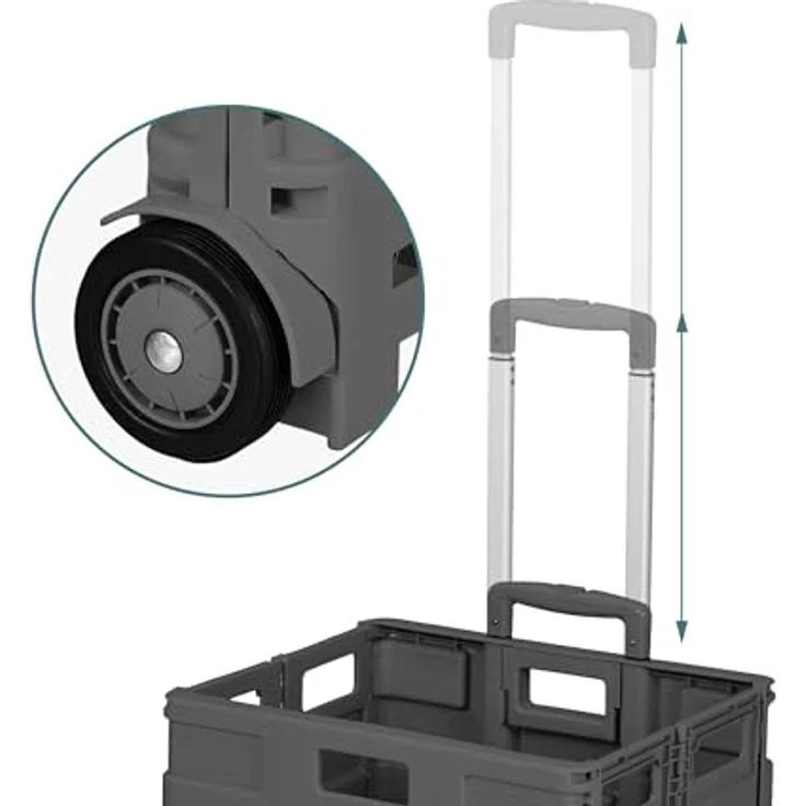 relaxdays Einkaufstrolley mit Teleskopgriff, anthrazit, klappbar, hohe Traglast bis 35 kg, praktischer Einkaufsbegleiter – Bild 6