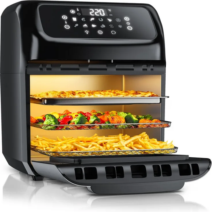 Arendo Heißluftfritteuse, 1800 W, Umluft Heissluftfritteuse, Mini Backofen, BPA frei, Edelstahl - Preisvergleich