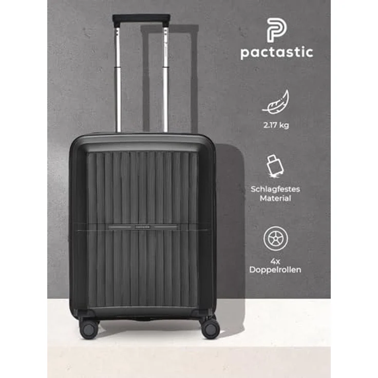 Pactastic Ultra-leicht Hartschalen Kabinen-Koffer | Kleiner Cabin-Trolley 39 x 22 x 55 cm | von 43 auf 50 Liter erweiterbar nur 2,7 kg, Polypropylen | 4 Doppelrollen & TSA (Collection 01+) – Bild 3
