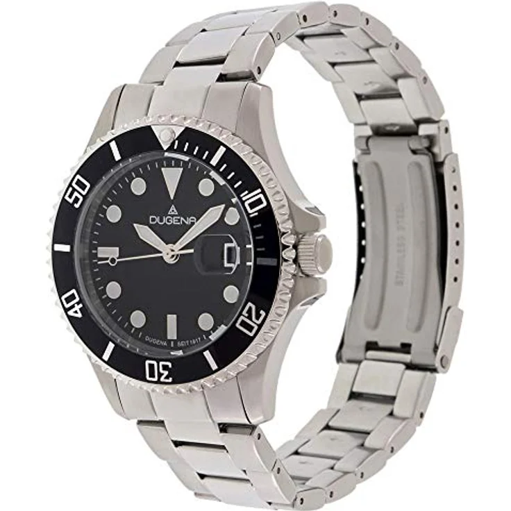 Dugena Herren-Armbanduhr 4460775 Diver, Quarz, schwarzes Zifferblatt, Indexe, Edelstahlgehäuse, gehärtetes Mineralglas, 30 bar – Bild 3