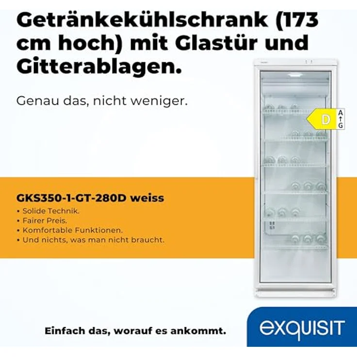 exquisit Getränkekühlschrank GKS350-1-GT-280D weiss, 320 L Volumen, LED – Bild 3