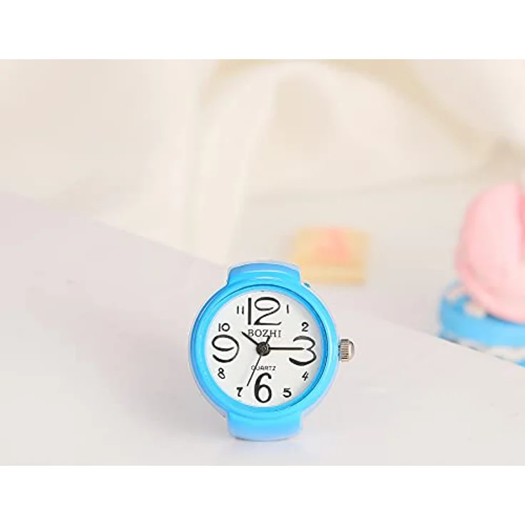 JewelryWe Ringuhr Damen, Analog Quarzuhr mit elastischem Ringband, blau, Geschenk für Mädchen – Bild 4