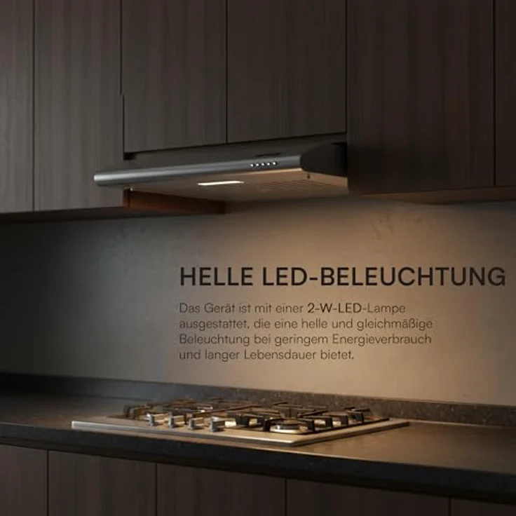 HEINNER CH-201WH Dunstabzugshaube, 60 cm Edelstahl, 209,7 m³/h Absaugung, 3-Gang-Steuerung, LED-Licht, Aluminiumfilter, Weiß, 5 Jahre Garantie – Bild 3