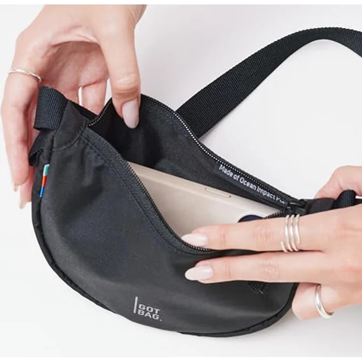 GOT BAG Moon Bag Umhängetasche, 21 cm, schwarz, 100% PET, platzsparendes Design – Bild 2