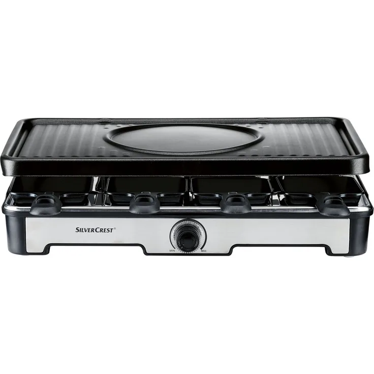 SilverCrest Raclette Grill SRGF1400 A2, 1.400 W, mit abnehmbarer Grillplatte und Fonduetopf