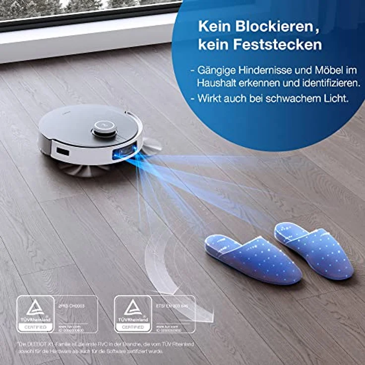 Ecovacs Deebot X1 Omni Saugroboter mit Wischfunktion und Absaugstation, 260 min Akkubetrieb, rotierender Wischausatz, 5000 Pa Saugleistung, weiß – Bild 5