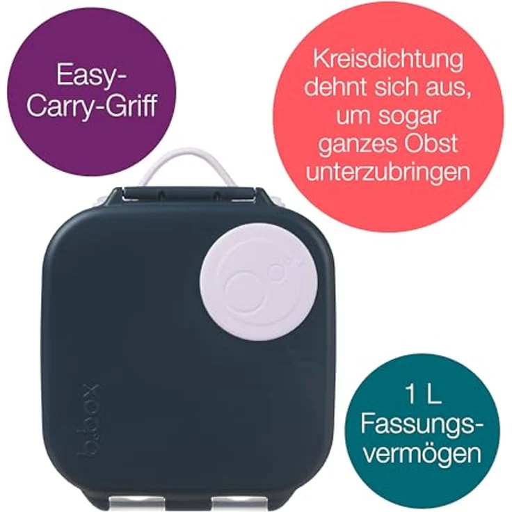 B.BOX Lunchbox Mini, Lunchbox mit Flexfach für ganzen Apfel, auslaufsichere Fächer und Tragegriff, 1 Liter, frei von BPA und PVC – Bild 2