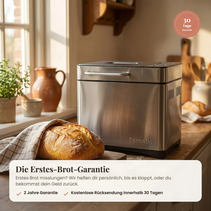 Fornello Supremo Brotbackautomat 710 W mit 19 Programmen, PFAS-freier Keramik-Backform, 15-Stunden-Timer und automatischem Zutaten-Spender – Bild 4