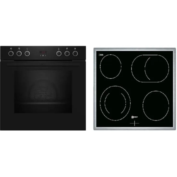 Neff Einbauherd-Set E1CCD2AK3 + M13R42N2, Elektrokochfeld EDX4B0 mit 71 l Nutzinhalt, 7 Beheizungsarten, Schwarz