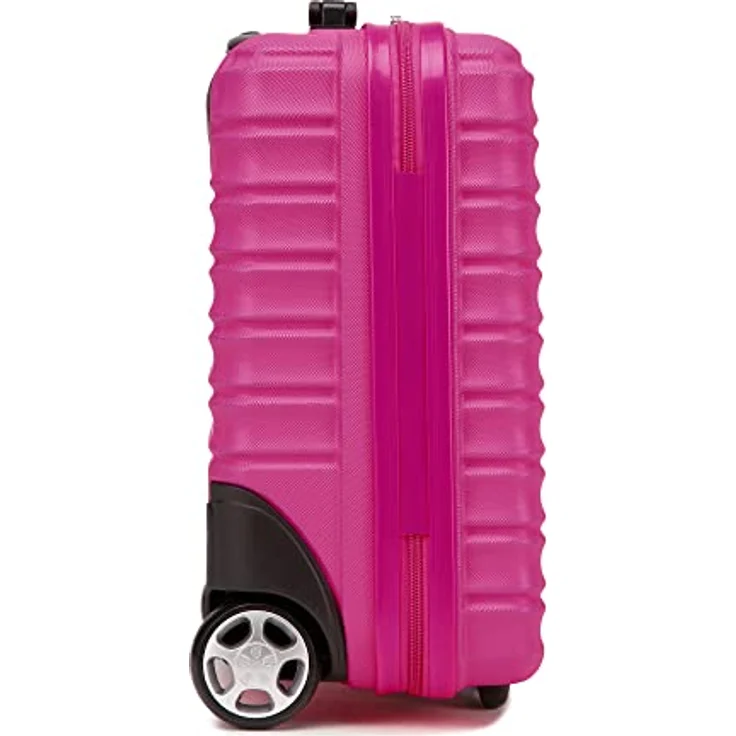 WITTCHEN Reisekoffer Kleinkoffer Kabinengepäck Rollkoffer Hartschale aus ABS mit 2 Standard-Rollen Zahlenschloss Teleskopgriff Groove Line Kleinkoffer XXS Rosa – Bild 4