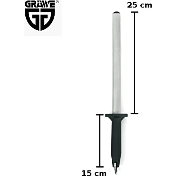 GRÄWE Diamant-Wetzstahl - Härte 70-80 HRC - Messerschärfer mit Diamantbeschichtung - oval - Zuglänge 25 cm – Bild 5