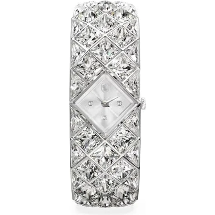Swarovski Curiosa Bangle 572, klassisches Armband aus silberfarbenem Glas und Edelstahl, 16,5 cm Länge – Bild 1