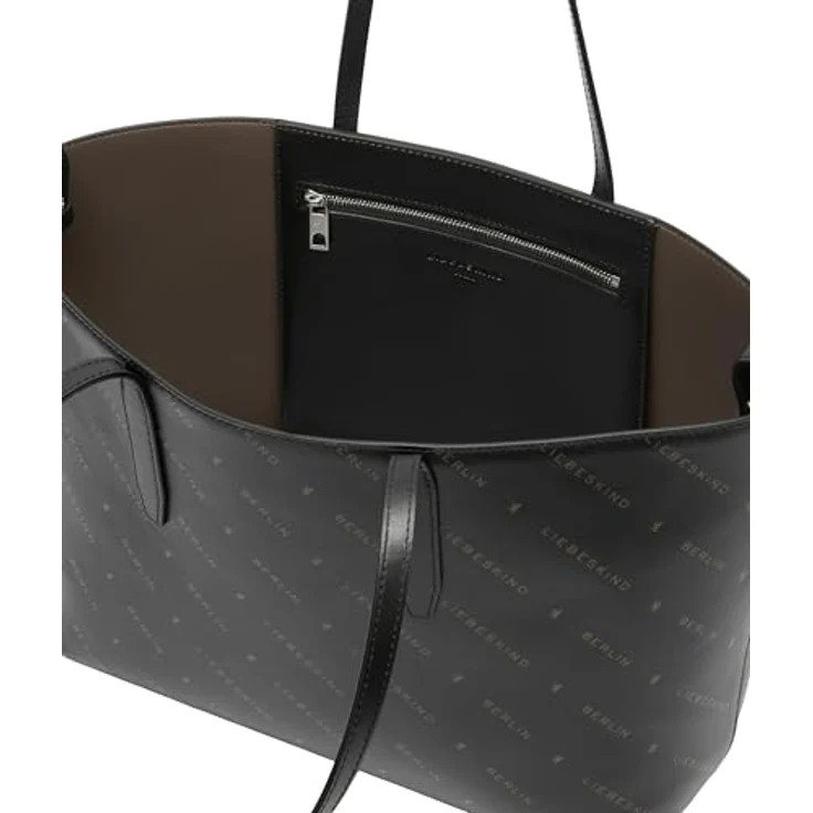 Liebeskind Monogram Shopper Tasche M, 100% Leder, 47 cm x 12 cm x 26 cm, schwarz – Bild 3