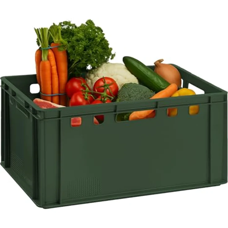 BURI Fleischkiste E3 dunkelgrün, Lagerkiste Eurobox hoch, 60x40x30 cm, lebensmittelecht, robust, stapelbar, DIN 55423-konform – Bild 4