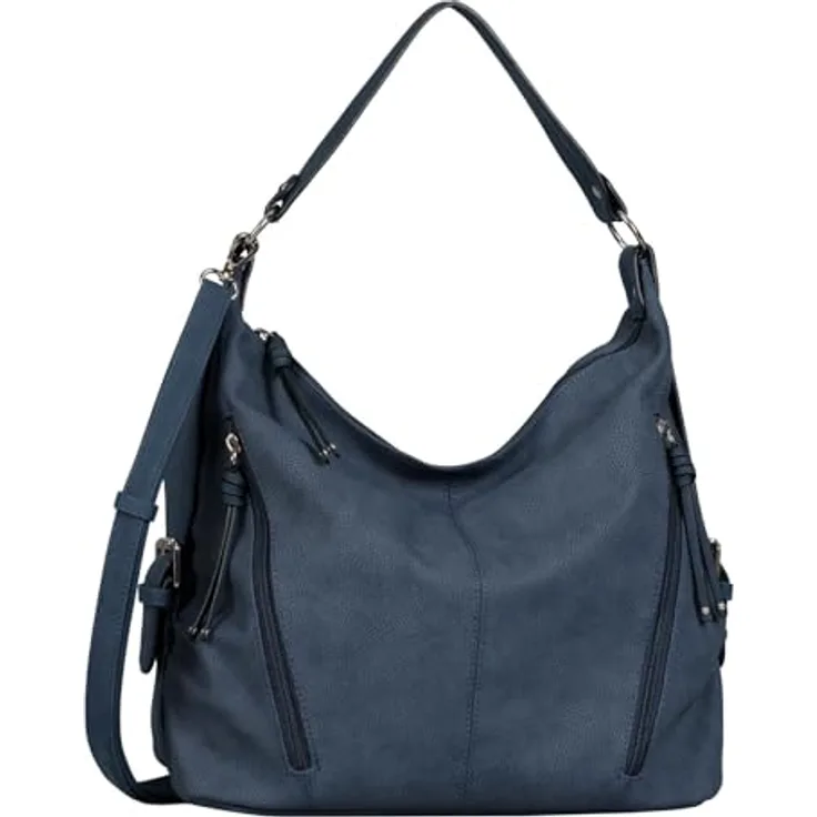 Tom Tailor Caia Schultertasche, 37 cm, Blau mit zwei Reißverschlussfächern und abnehmbarem, längenverstellbarem Umhängeriemen