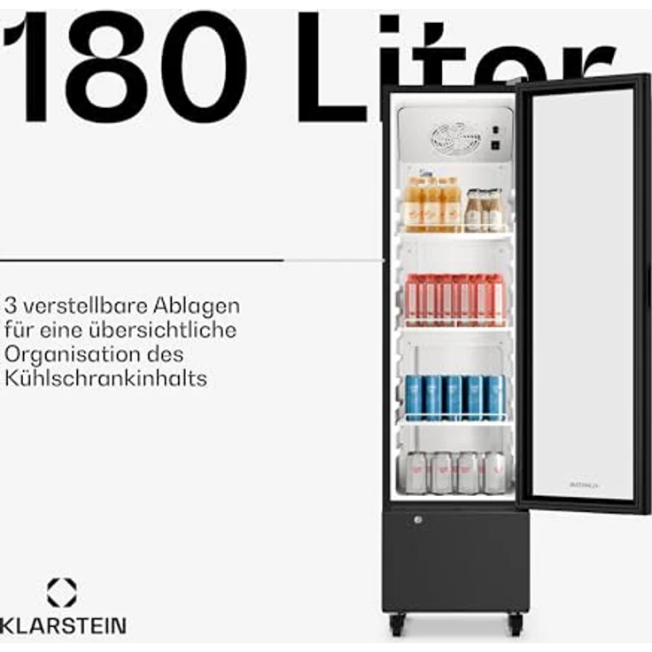 Klarstein GrandCooler 180L, Gastro Getränkekühlschrank mit LED-Innenbeleuchtung, 163.5 cm hoch, 43 cm breit – Bild 3