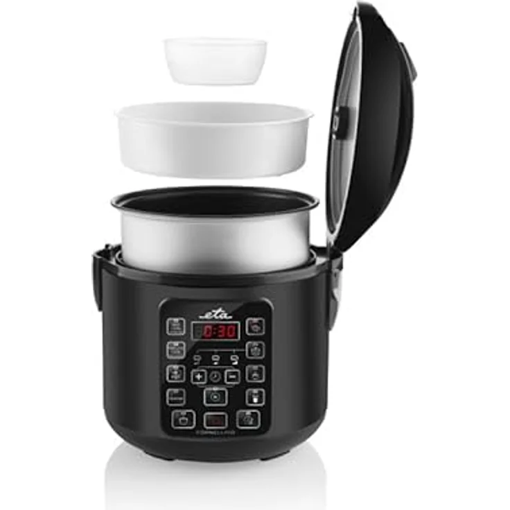 ETA Fornellino, Multifunktionaler Reiskocher 1,5L mit 9 Programmen, LED-Display, Dampfgarer, Slow Cooker, Joghurtbereiter, Antihaftbeschichtet, 500W, Inkl. Zubehör – Bild 2