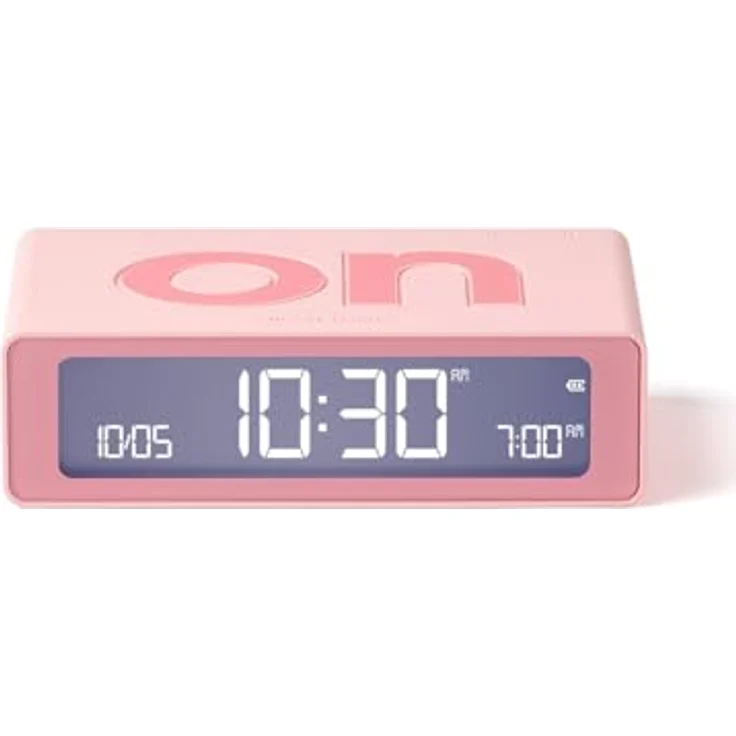 LEXON Flip Mini Reisewecker, digitaler LED-Wecker mit On/Off-Funktion, einstellbarer Helligkeit, wiederaufladbar und berührungsempfindlich - Rosa – Bild 1
