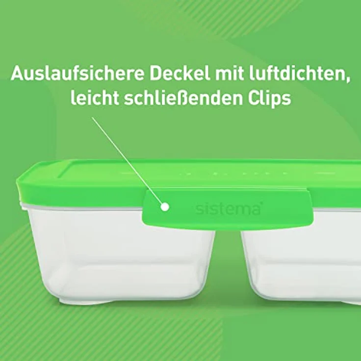 Sistema NEST IT Frischhaltedosen Meal Prep Boxen, 870 ml, luftdichte Vorratsdosen mit Fächern und Deckel, BPA-Frei, Grün, 5 Stück – Bild 2