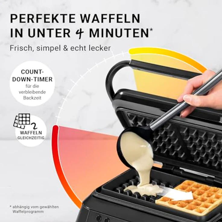 N8WERK Premium Waffeleisen Midnight Edition - 1600 W - 5 Programme - 7 Bräunungsstufen – Bild 3