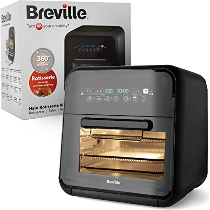 Breville Halo-Heißluftfritteuse mit Grillfunktion | digitale XXL-Heißluftfritteuse | 10 l | Frittieren, Backen & Dörren | 2.000 W | schwarz und grau [VDF127X] – Bild 1