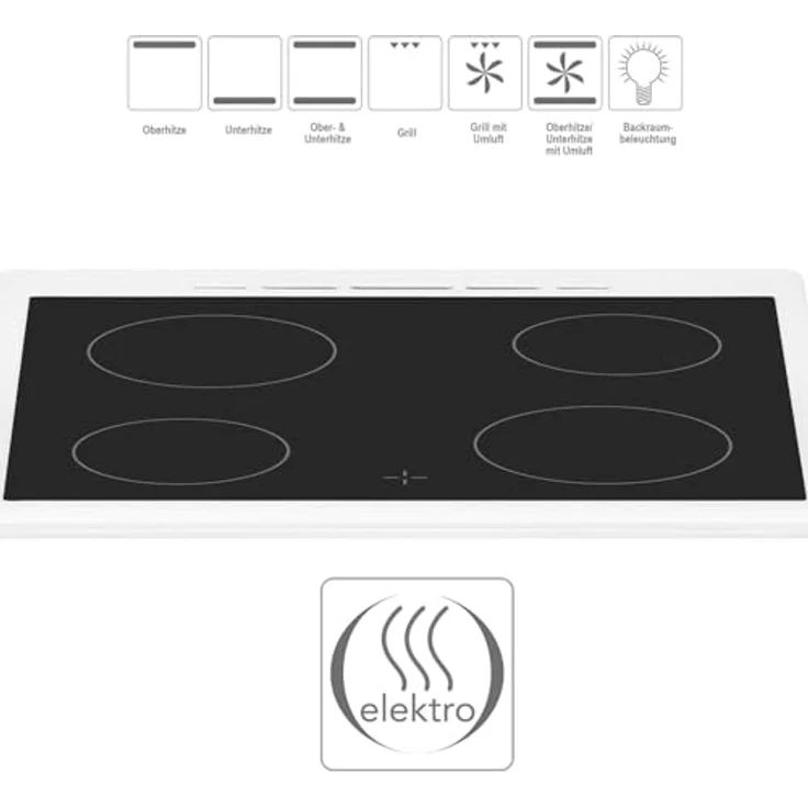 Oranier Elektro-Standherd 60 cm - weißer freistehender Elektro-Herd mit 60 Liter Backofen - 7 Funktionen - 4 Zonen Glaskeramik-Kochfeld - STE637 – Bild 4